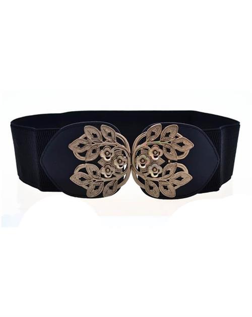 Brede sorte elastikbælter med smukke spænder